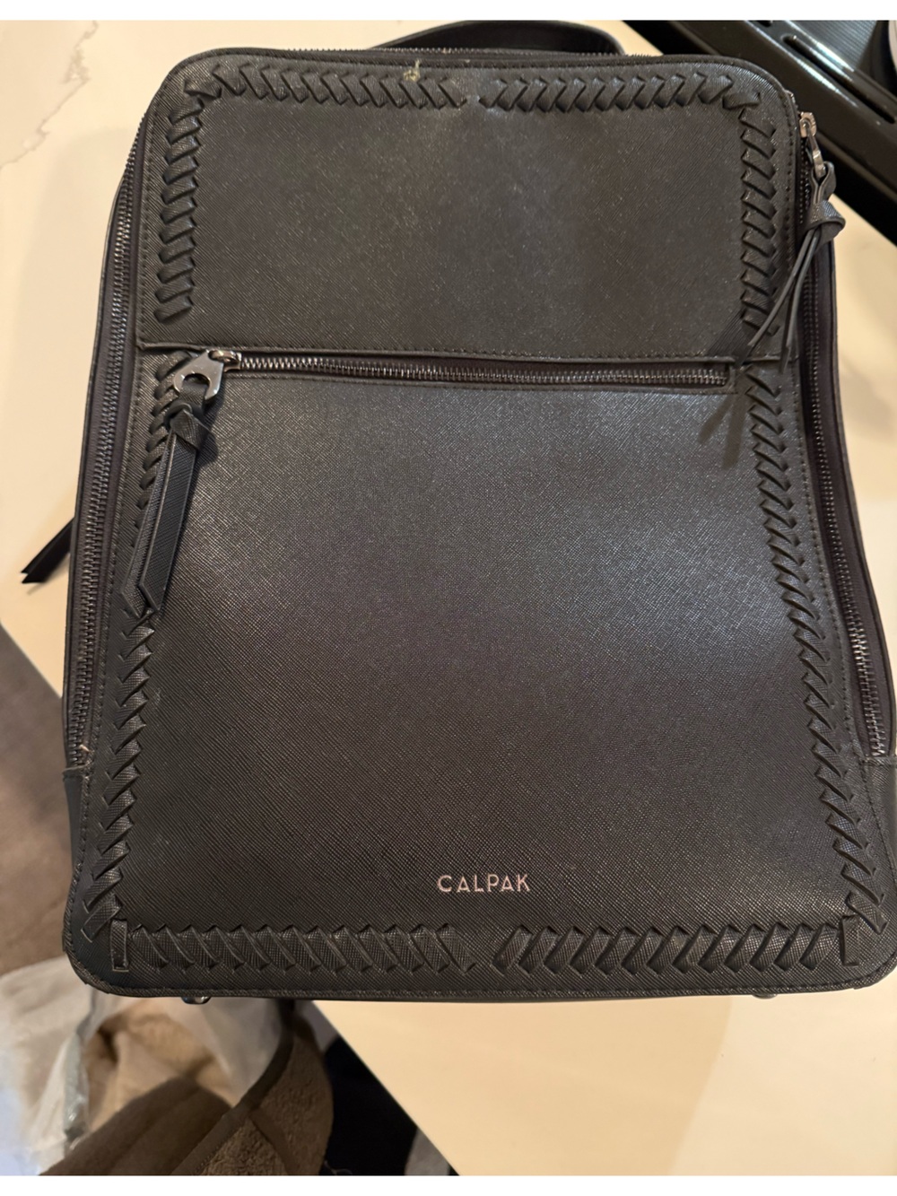 Calpak black leather 15 inch Kaya backpack
